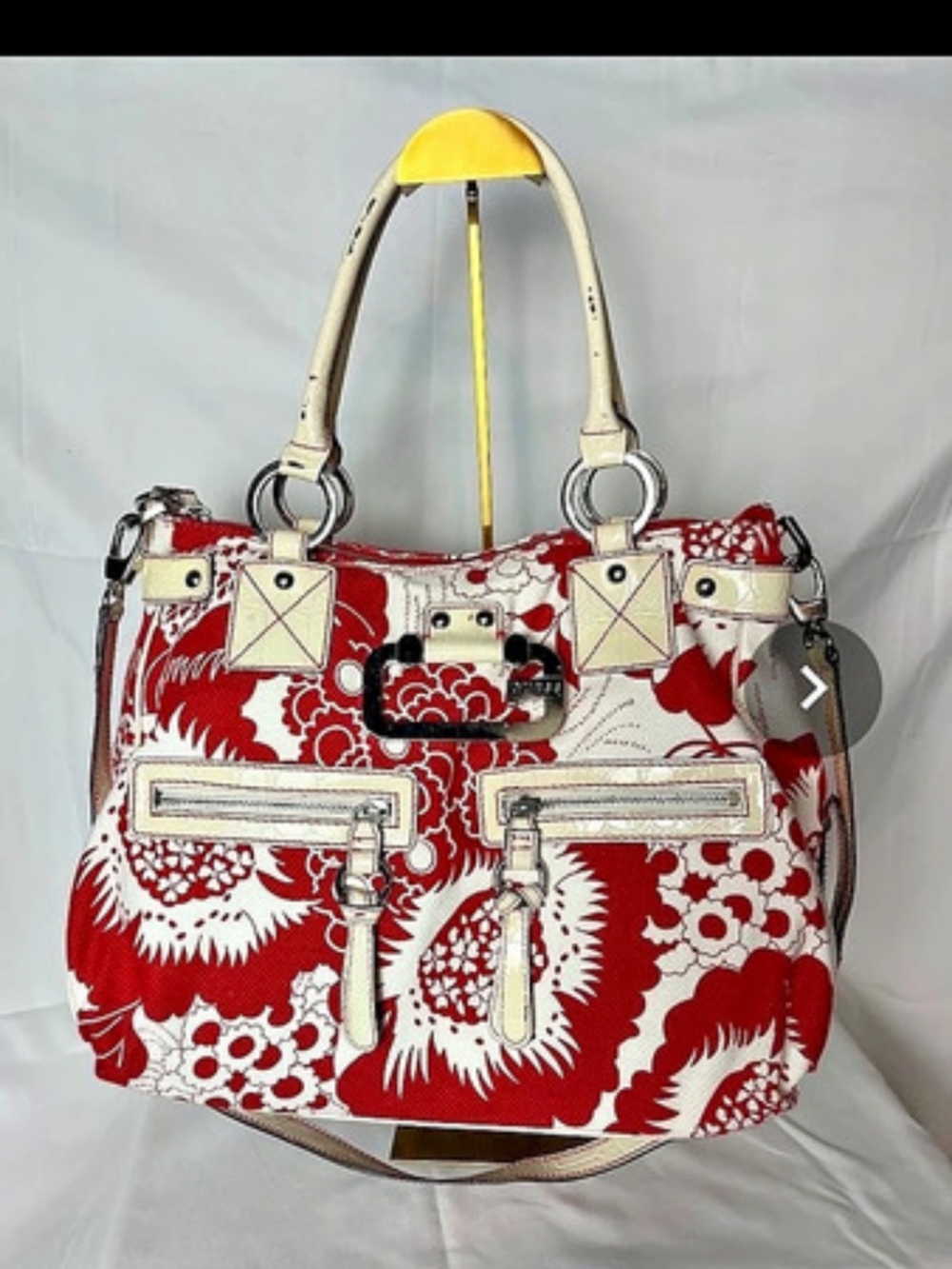 GUESS Red White Floral Satchel Handbag Y2K Shoulder Bag